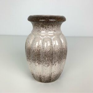 Scheurich West Germany Vase Vtg Pumpkin Fluted Beige Brown German Pottery